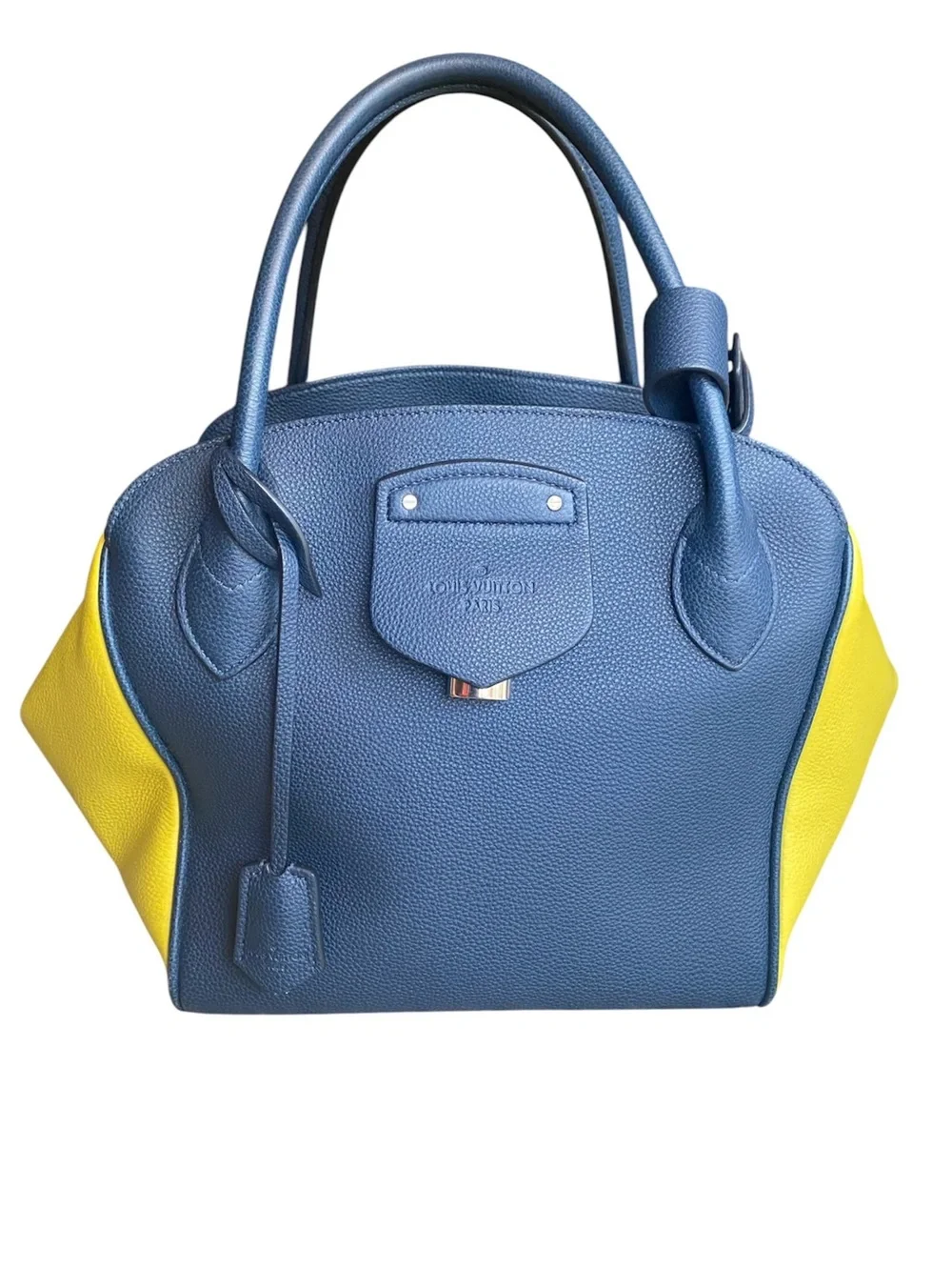 Louis Vuitton Custom Milaris Blue and Yellow Calfskin Top Handle Bag